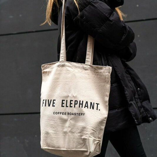 Tote bag with five elephant logo